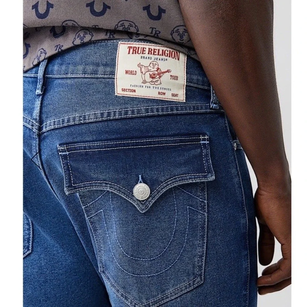 True Religion Geno Flap Slim Jean Medium‎ Harmonious Wash Mens 36 x 32 New